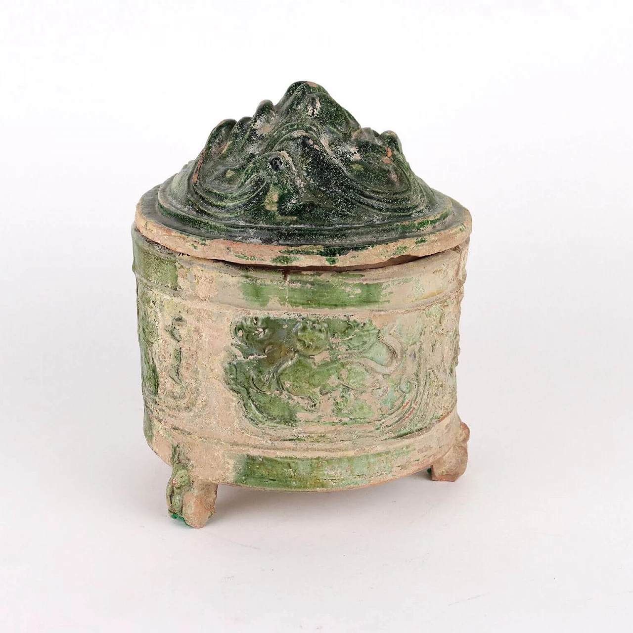 Giara cinese in terracotta invetriata verde, periodo Han 3