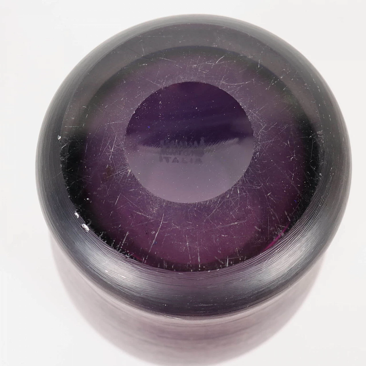 Purple glass vase by Paolo Venini from the Incisi series, 1950s 6