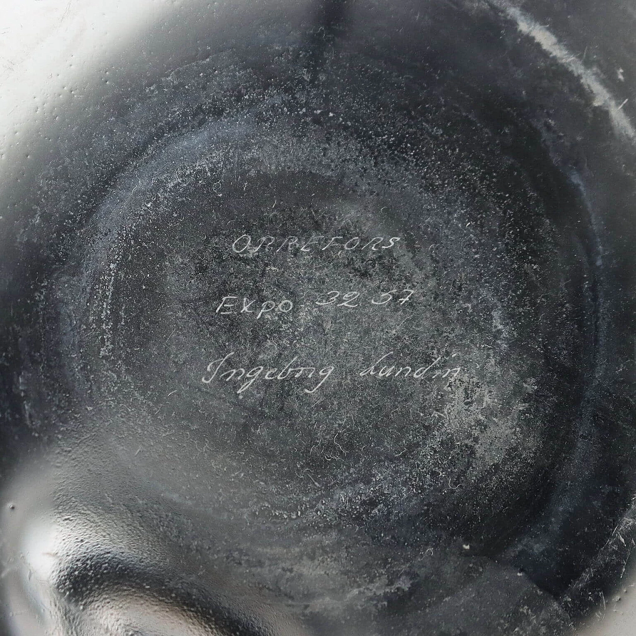 Apple vase in glass by Ingeborg Lundin for Orrefors, 1950s 5