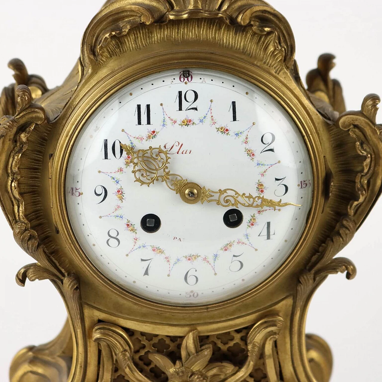 French gilded bronze table clock, 19th century 3