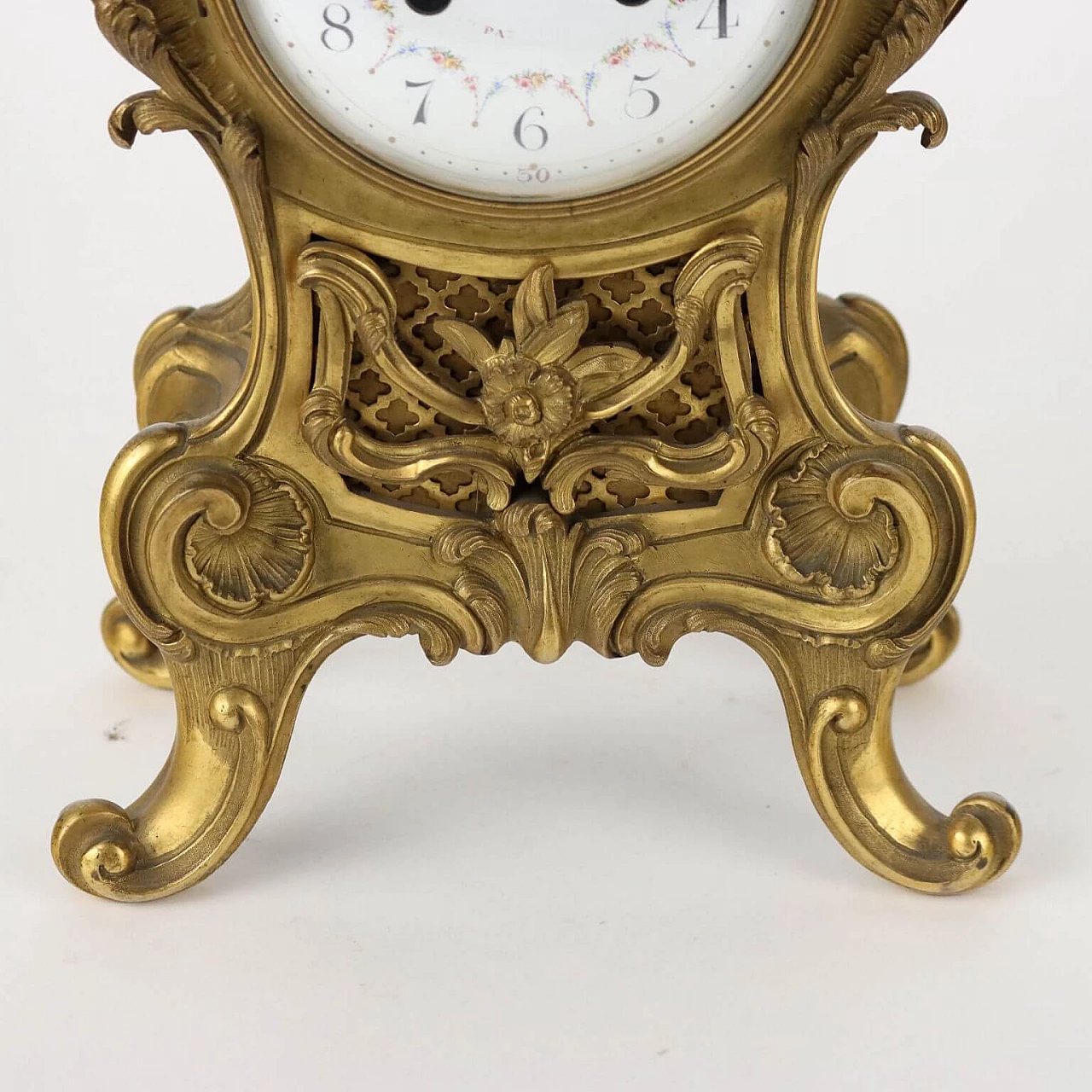 French gilded bronze table clock, 19th century 6