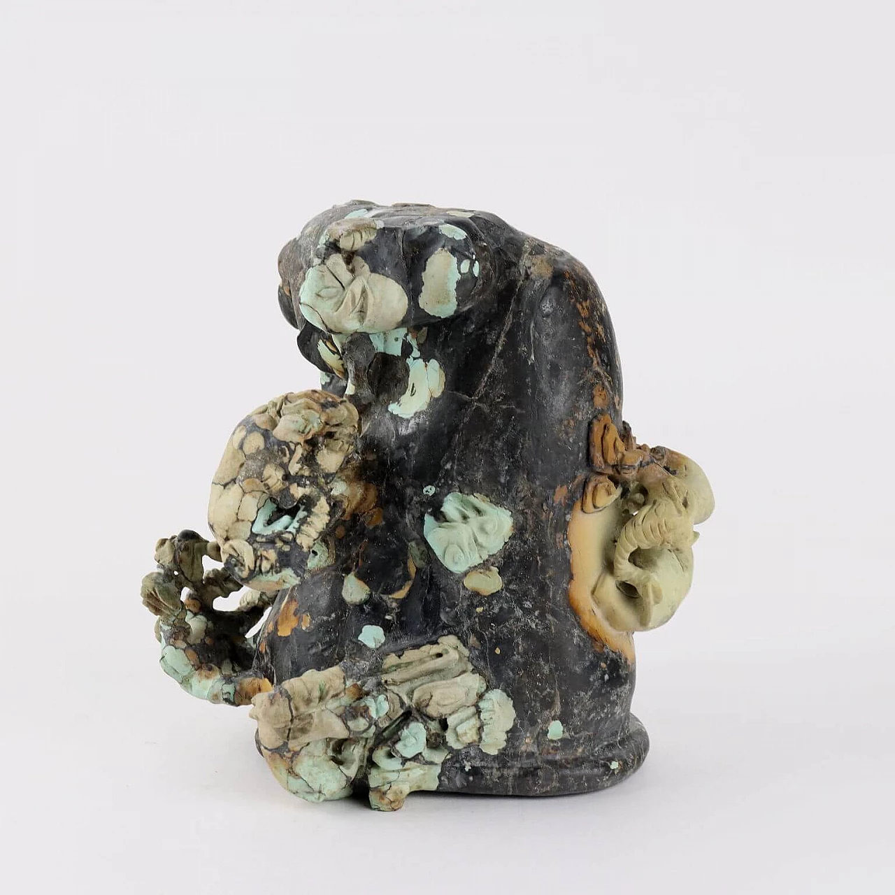 Chinese turquoise root sculpture of elephants and other animals 8