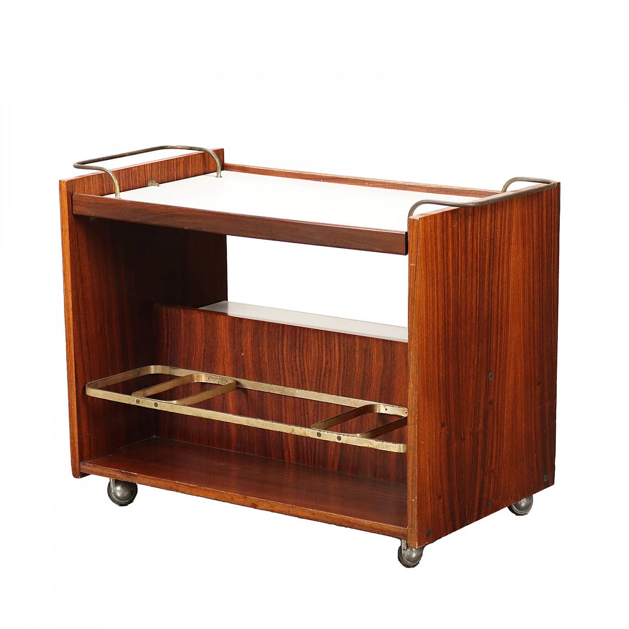 Wood, formica and brass cart, 1960s 1