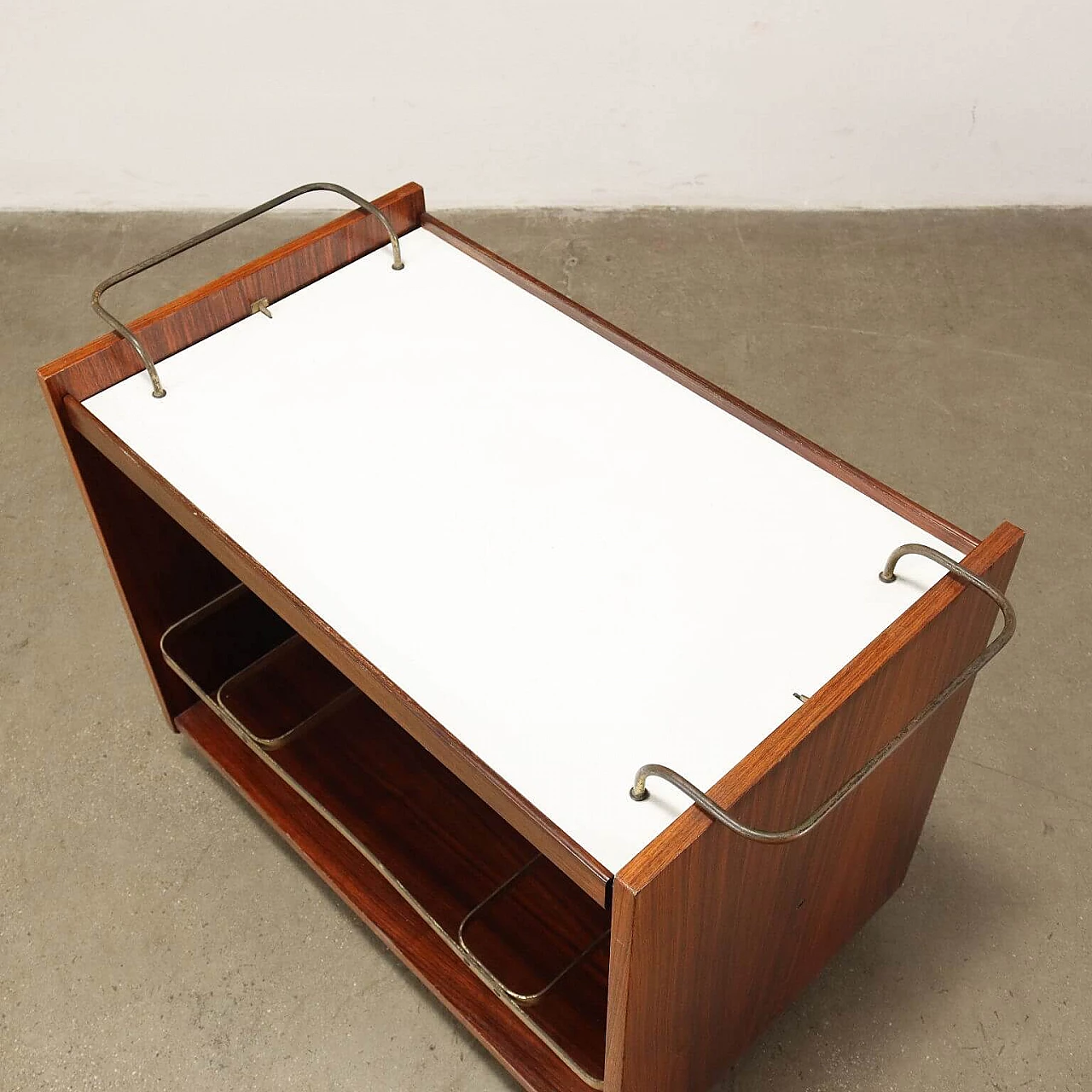 Wood, formica and brass cart, 1960s 7