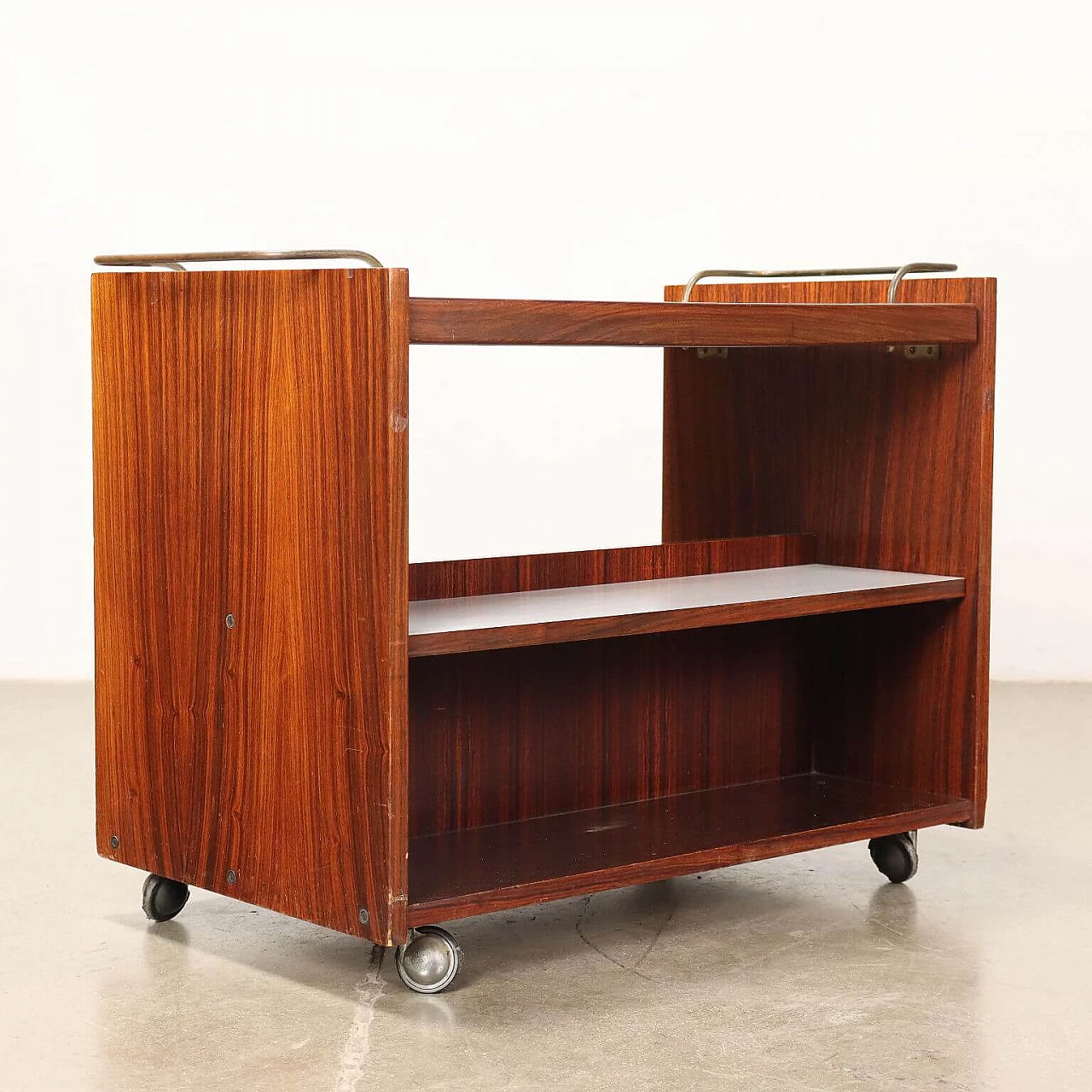 Wood, formica and brass cart, 1960s 9
