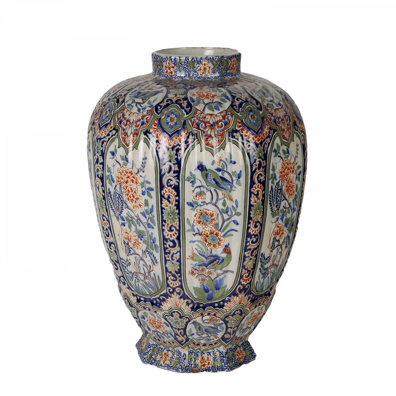 French polychrome painted ceramic vase, 1920s 1