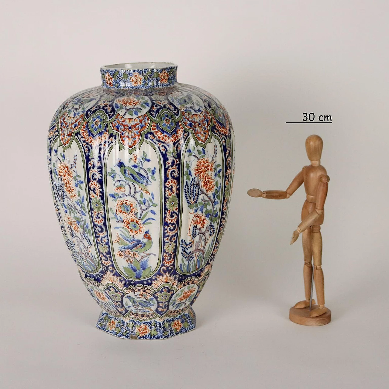 French polychrome painted ceramic vase, 1920s 2