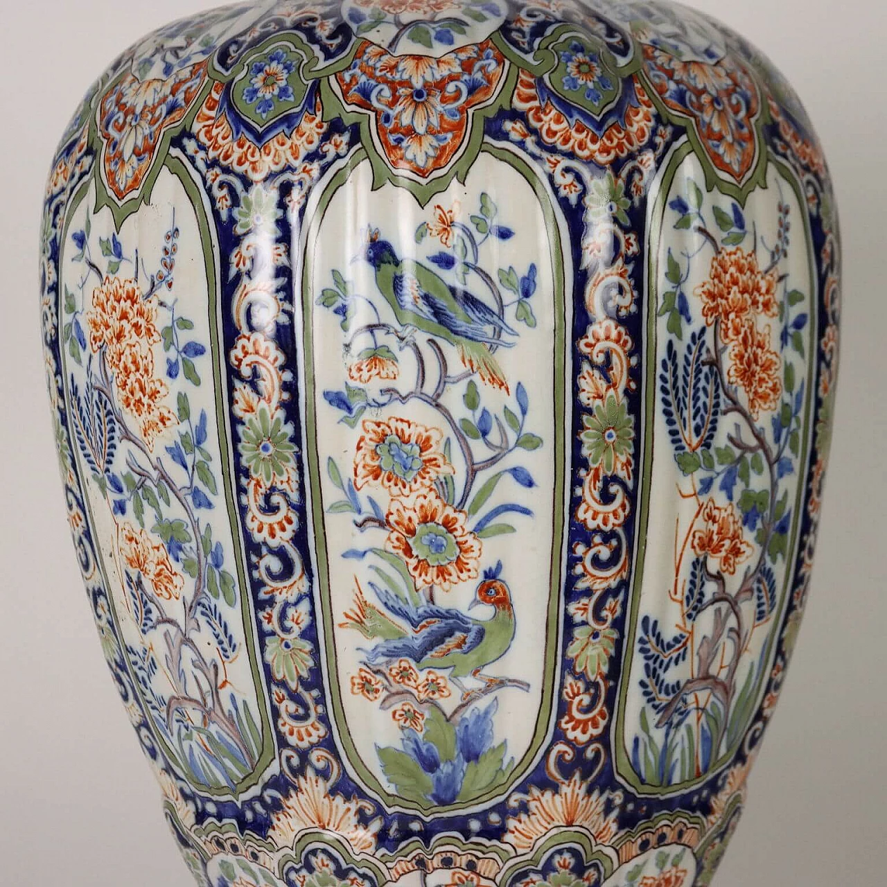 French polychrome painted ceramic vase, 1920s 4