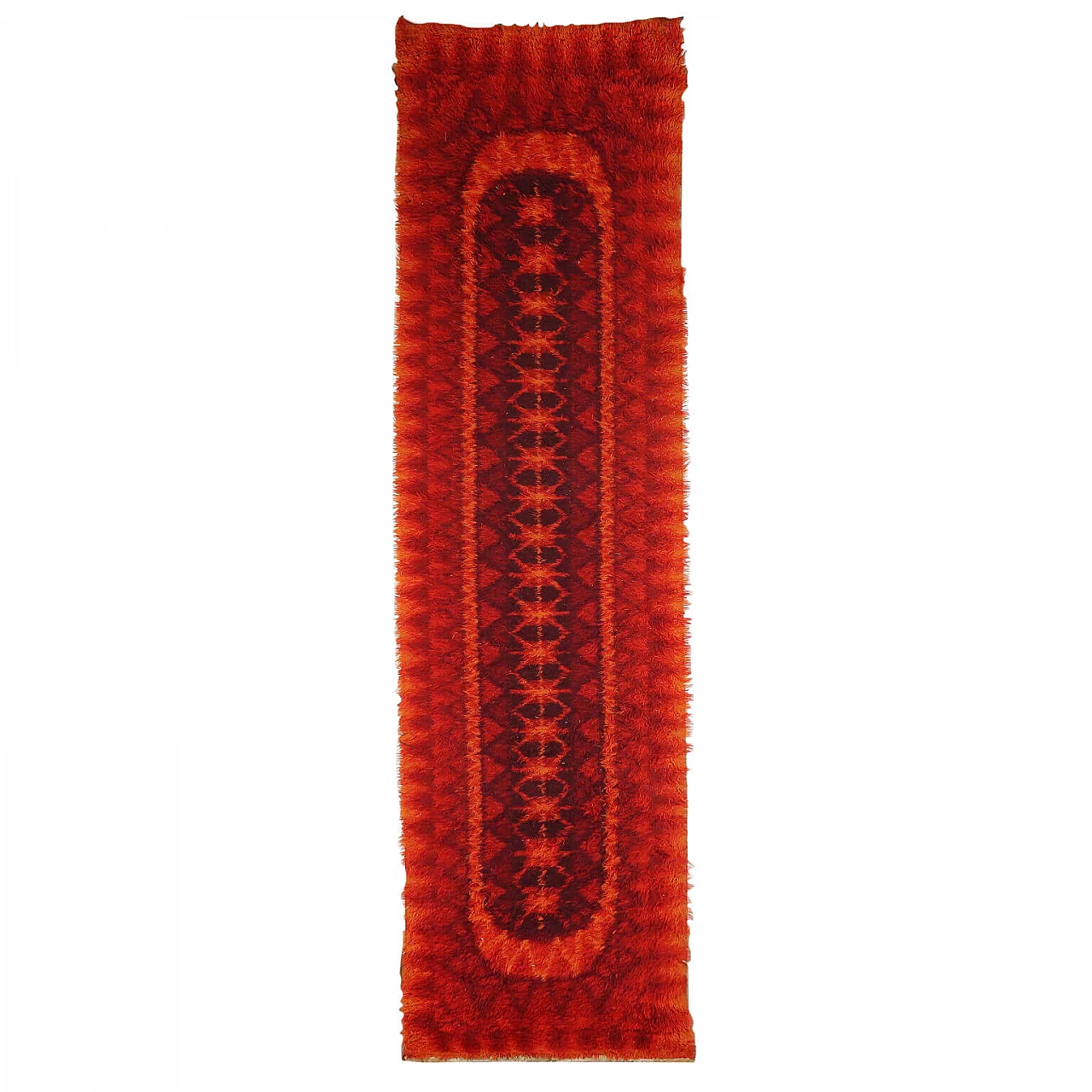 Tappeto a pelo lungo rosso in misto lana 1