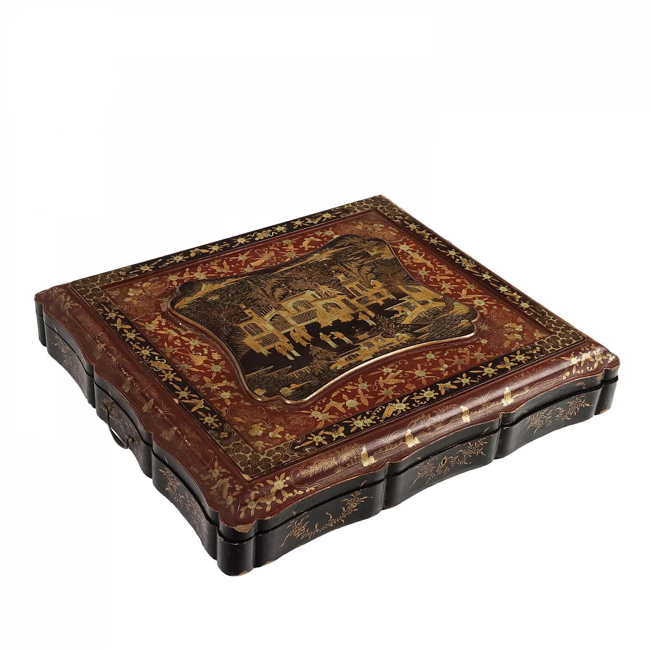 Lacquered and painted wooden box, late 19th century 1