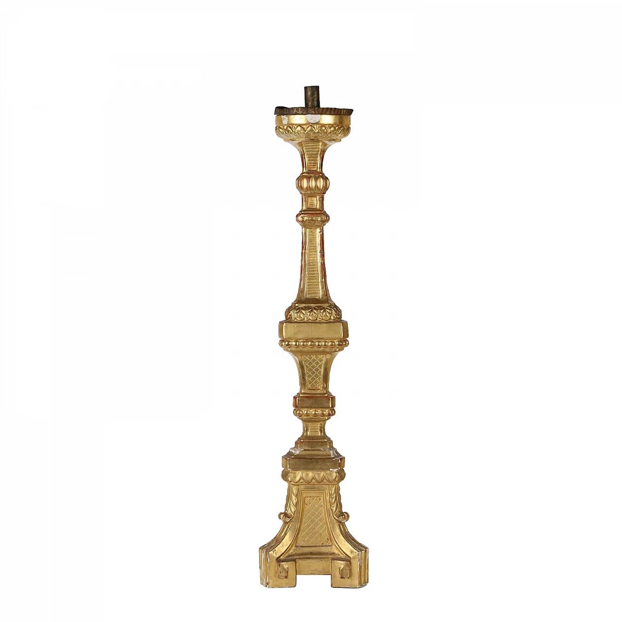 Candeliere stile Neoclassico in legno intagliato e dorato, metà '800 1
