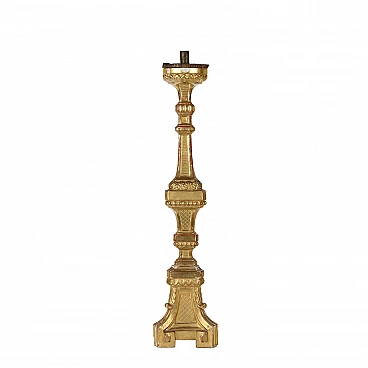 Neoclassical style carved and gilded wood candle holder, mid-19th century