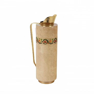 Wood, parchment and brass thermal carafe by Aldo Tura, 1950s