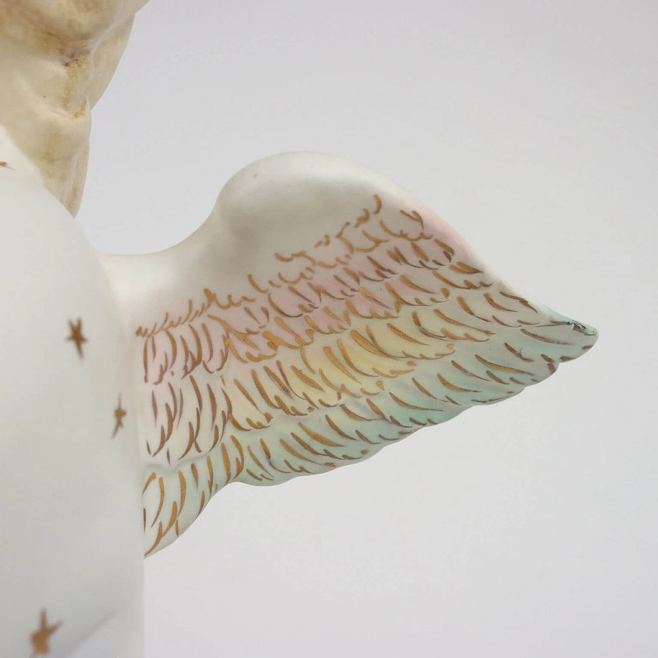 Scultura in ceramica di angioletto con cero di Camillo Ghigo, anni '40 4