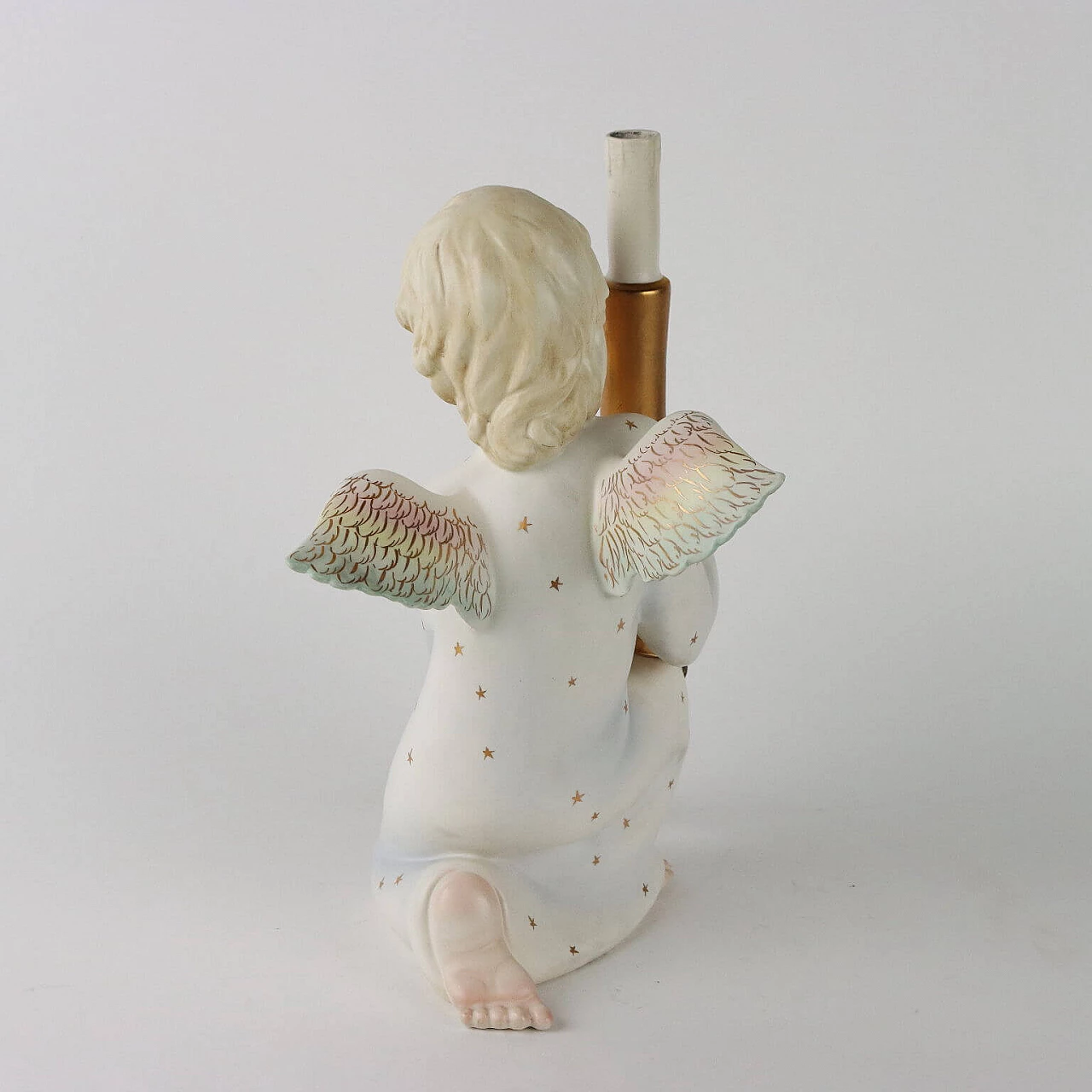 Scultura in ceramica di angioletto con cero di Camillo Ghigo, anni '40 5