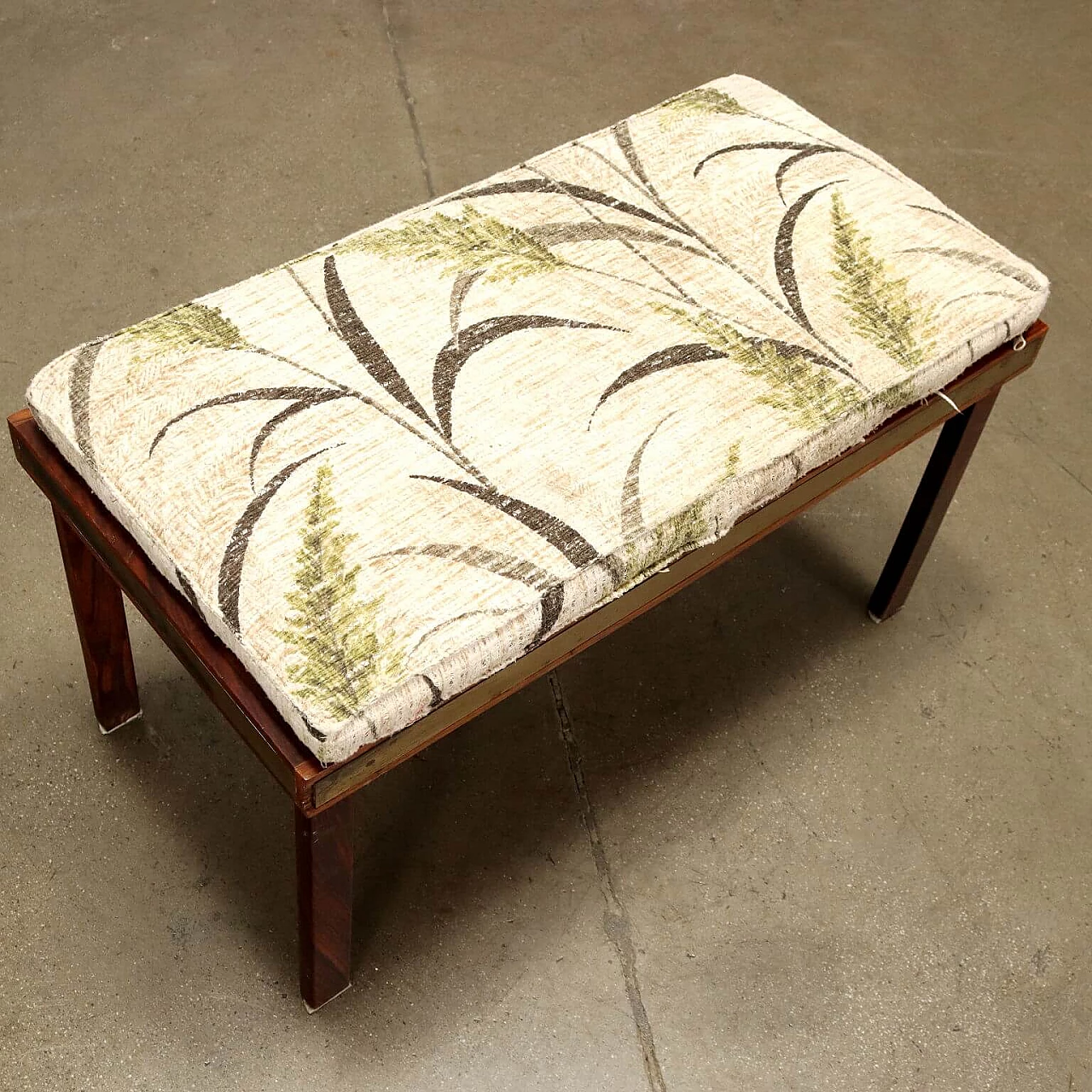 Wooden bench with upholstered cushion, 1960s 3