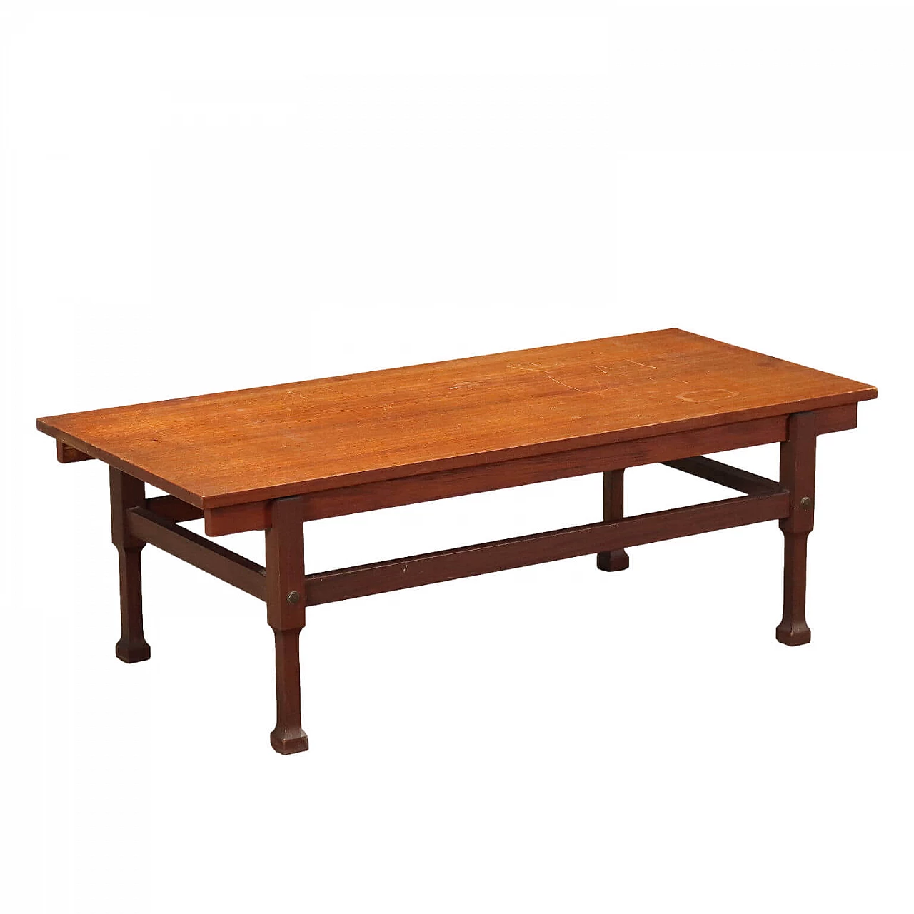 Tavolino in legno impiallacciato e massello di teak, anni '60 1