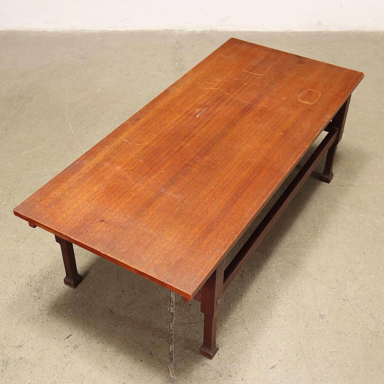 Coffee table in veneered wood and solid teak, 1960s 6