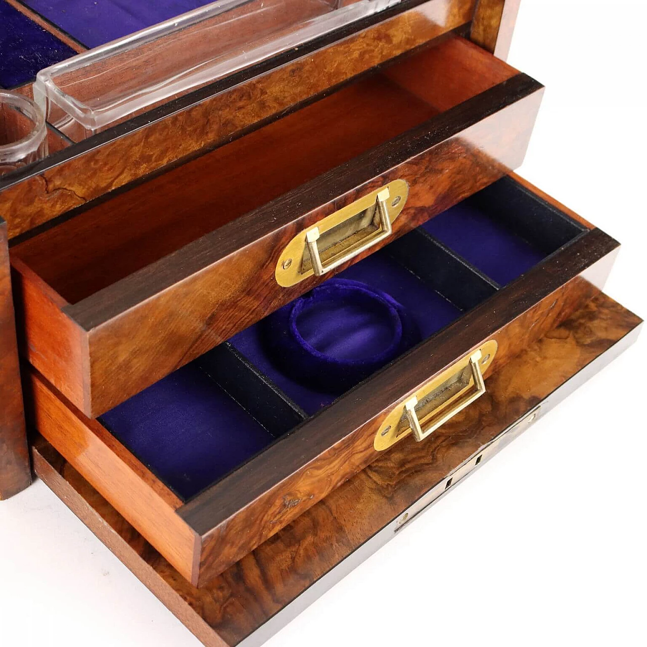 Cofanetto da toeletta in radica con inserti in ottone, fine '800 4