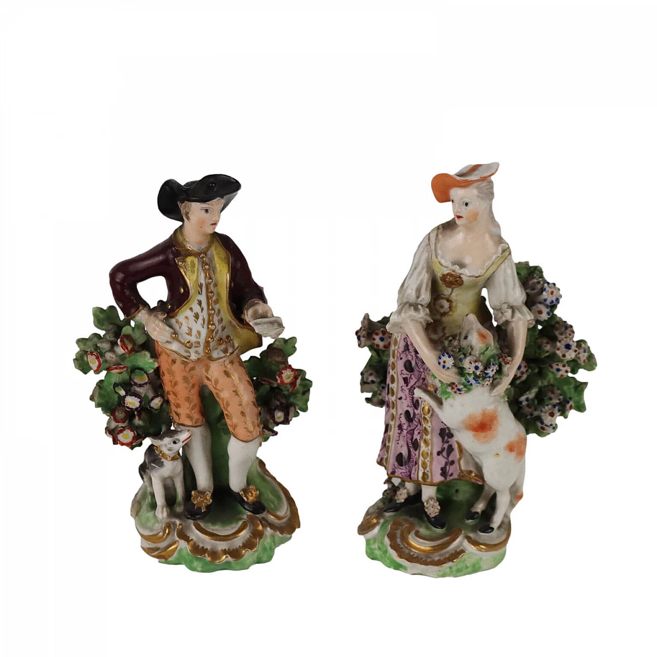 Pair of polychrome porcelain figurines, 19th century 1