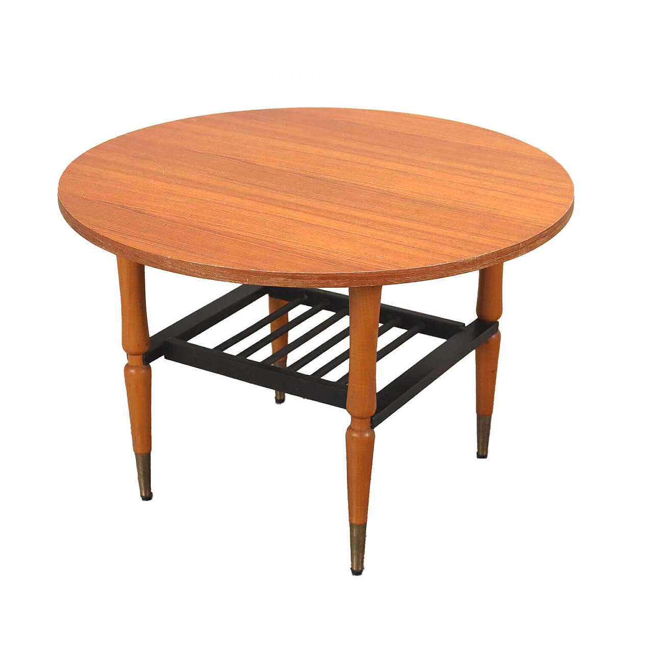Teak veneered and ebonized wood coffee table, 1960s 1