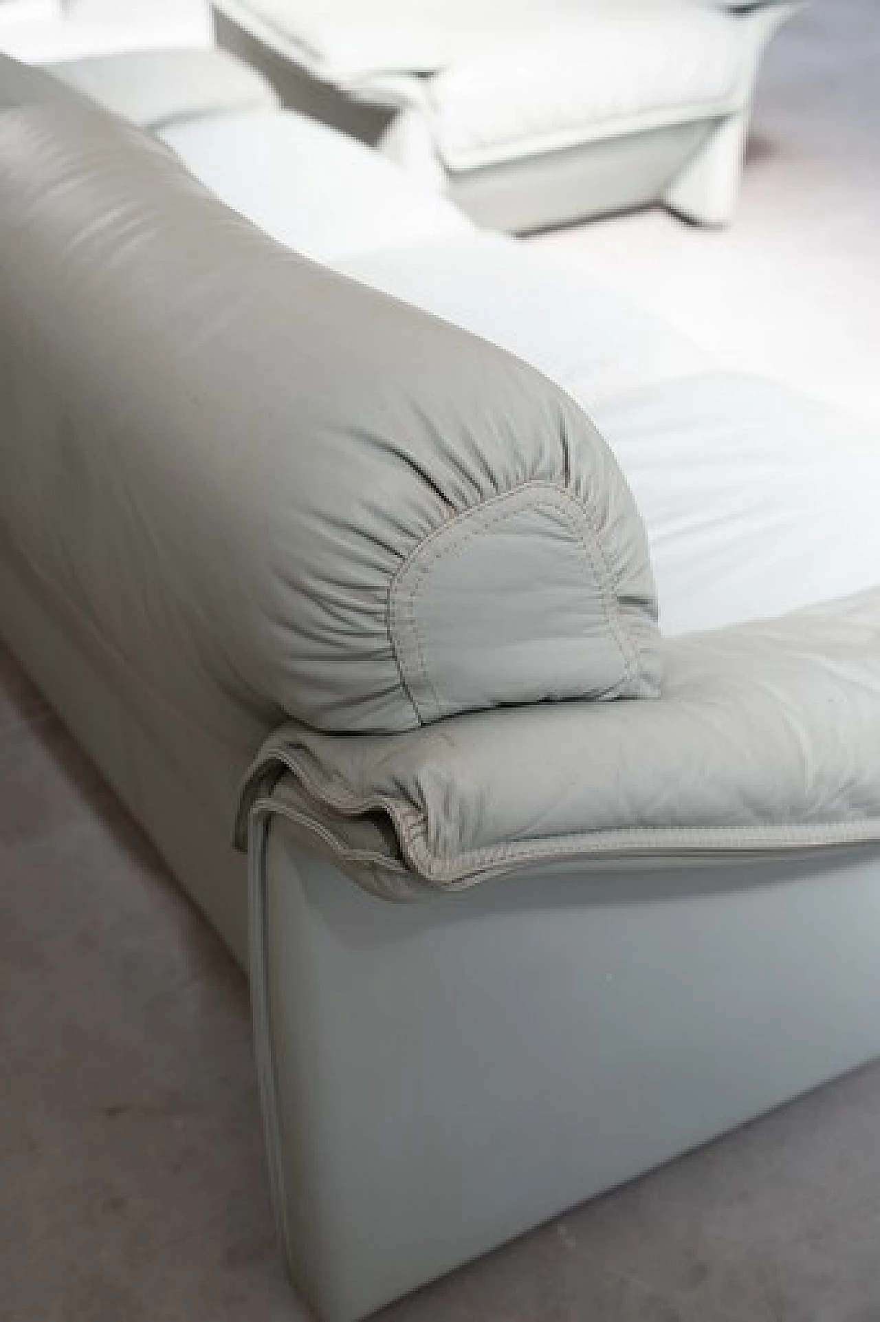 Pair of sofas and armchair in pale blue leatherette by FD Salotti, 1970s 7