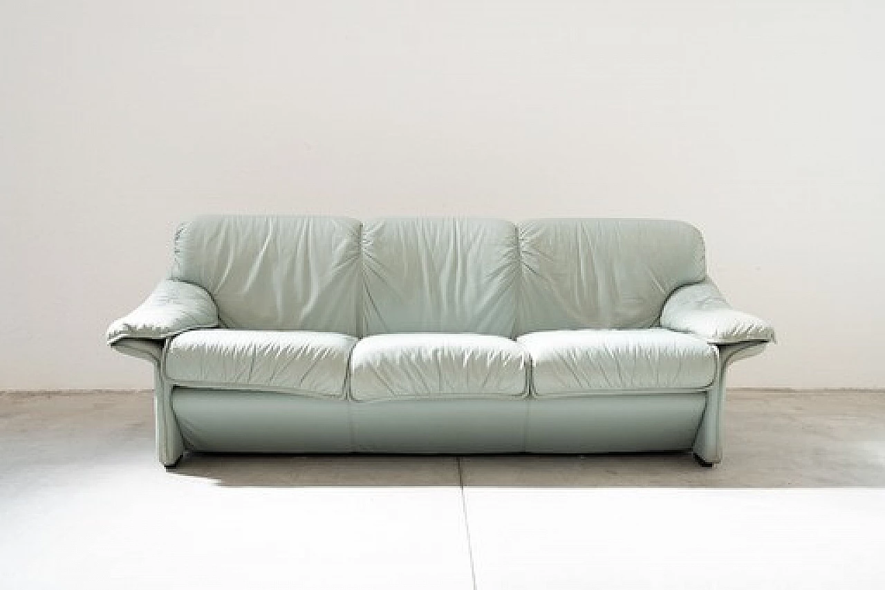 Pair of sofas and armchair in pale blue leatherette by FD Salotti, 1970s 14