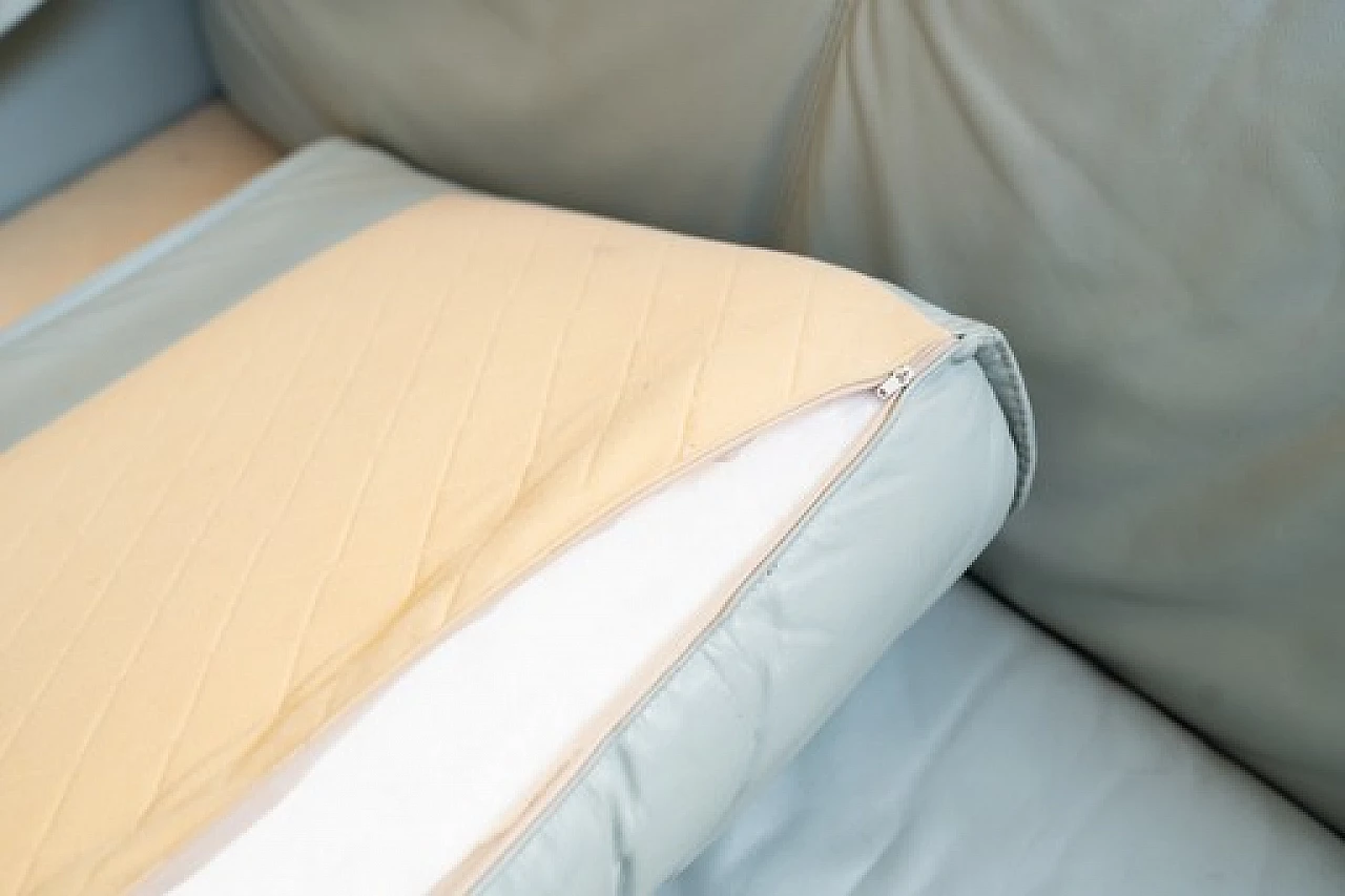 Pair of sofas and armchair in pale blue leatherette by FD Salotti, 1970s 19