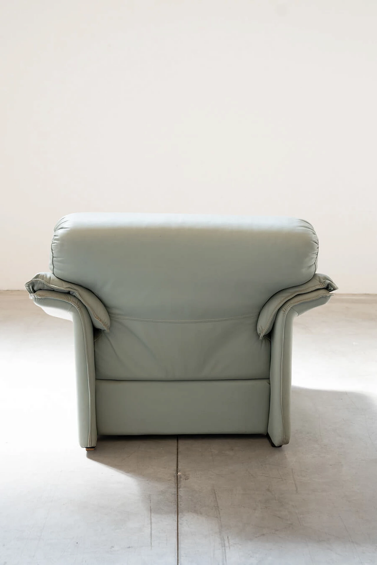 Pair of sofas and armchair in pale blue leatherette by FD Salotti, 1970s 24