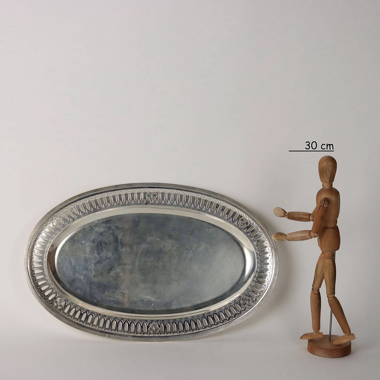 Vassoio ovale in argento di Manifattura Cesa Alessandria, inizio '900 2
