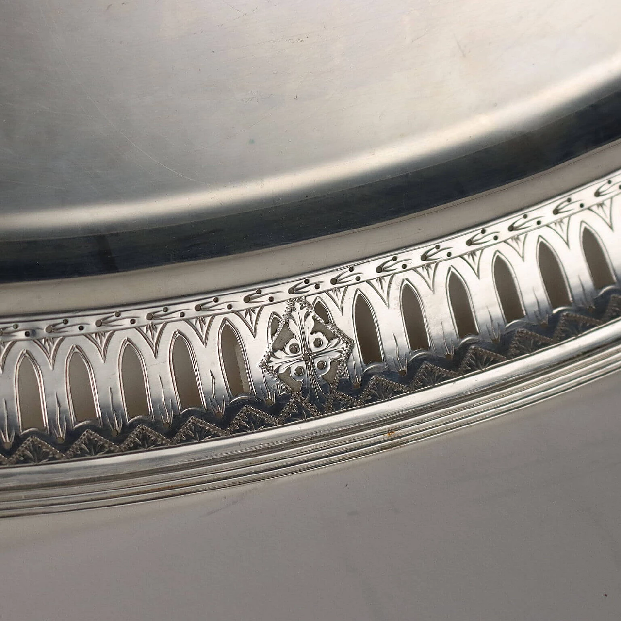 Oval silver tray by Manifattura Cesa Alessandria, early 20th century 5