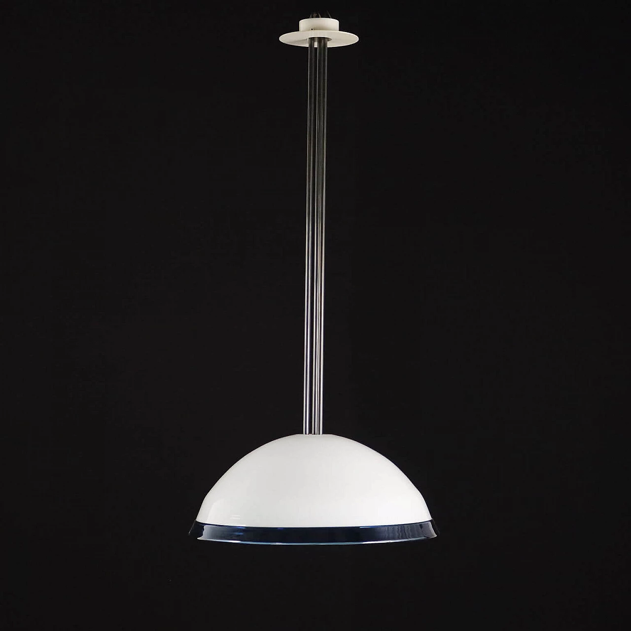 Enameled metal and glass hanging lamp by Toso, 1980s 2