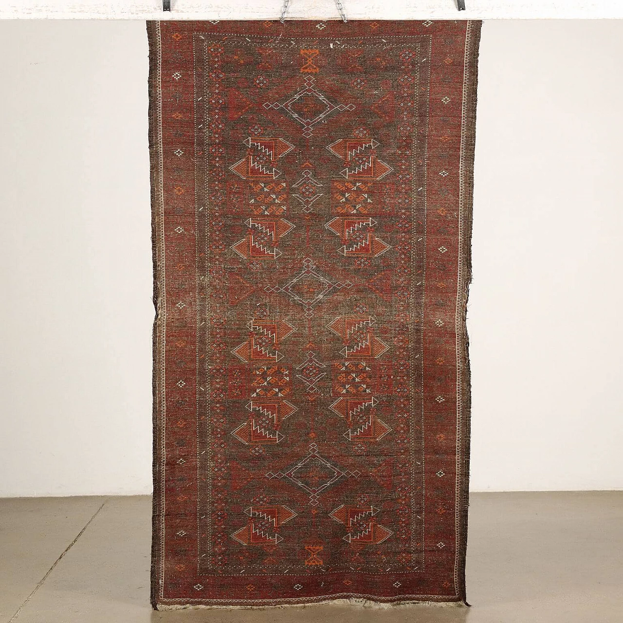 Iranian red, blue and orange wool Beluchi rug 7
