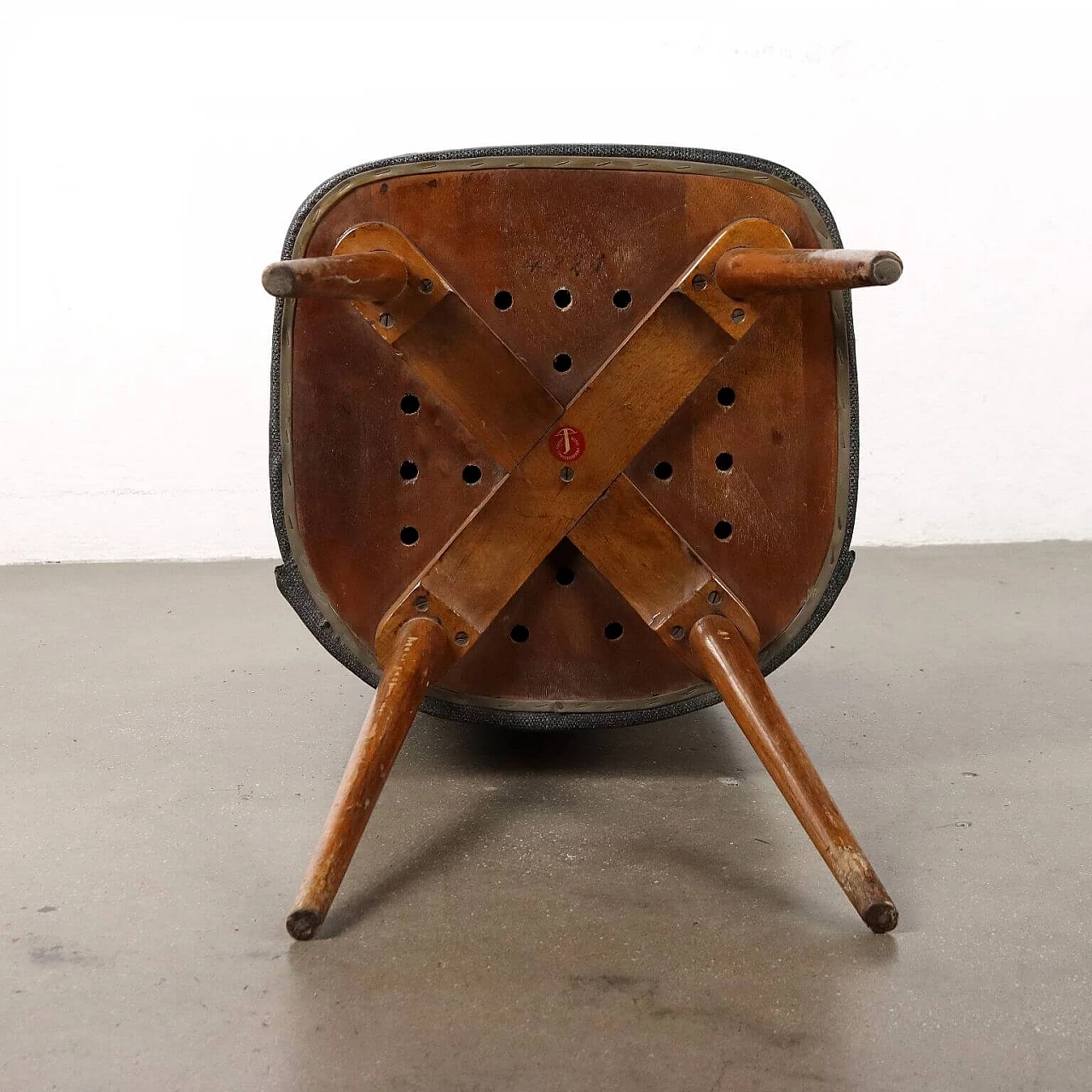 Swiss beech and skai chair, 1960s 6