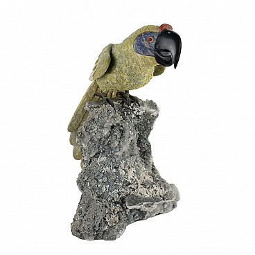 Semiprecious stones parrot sculpture