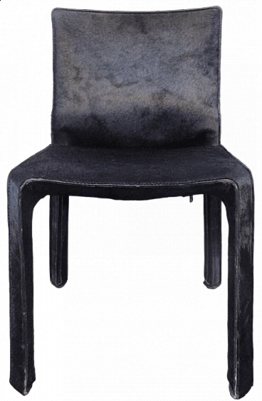 Cab chair in black cowhide by Mario Bellini for Cassina, 1970s