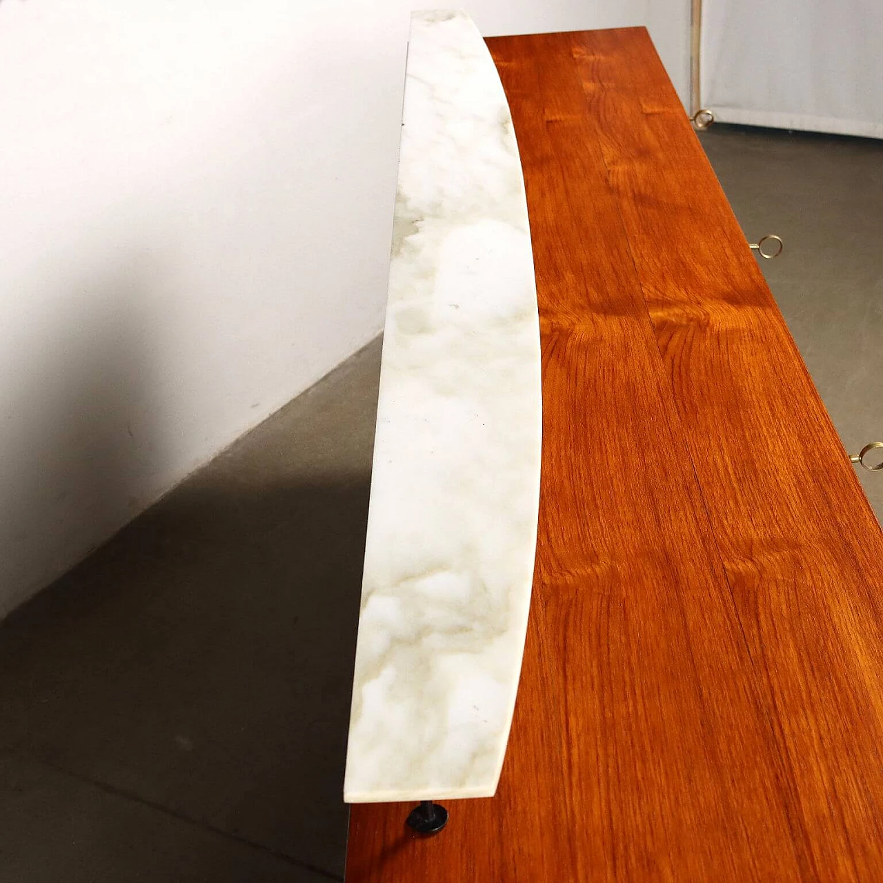 Teak veneer sideboard with marble shelf, 1960s 5