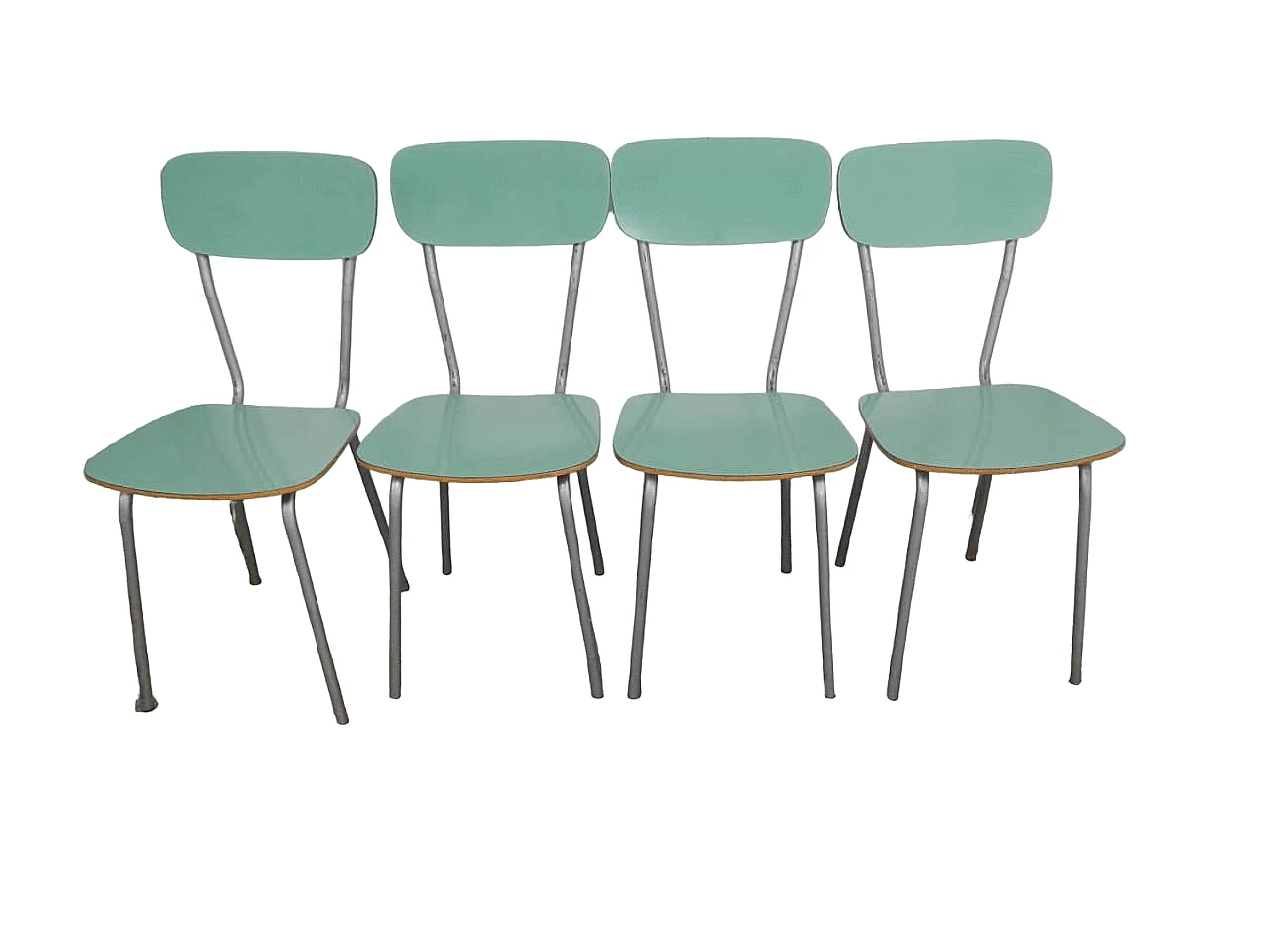 4 Chairs in green formica and metal, 1960s 13