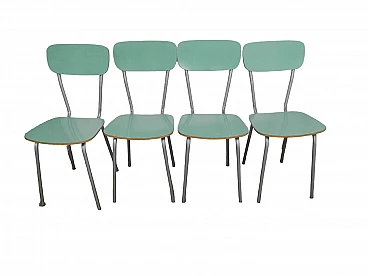 4 Chairs in green formica and metal, 1960s