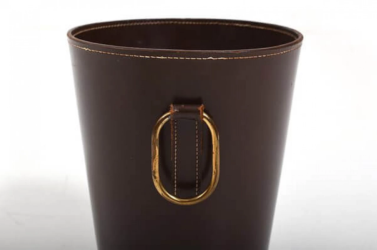 Leather basket by Carl Auböck for Illums Bolighus, 1950s 2