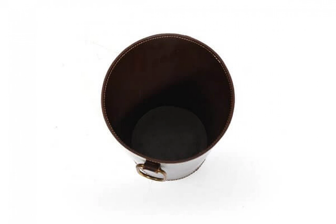 Leather basket by Carl Auböck for Illums Bolighus, 1950s 4