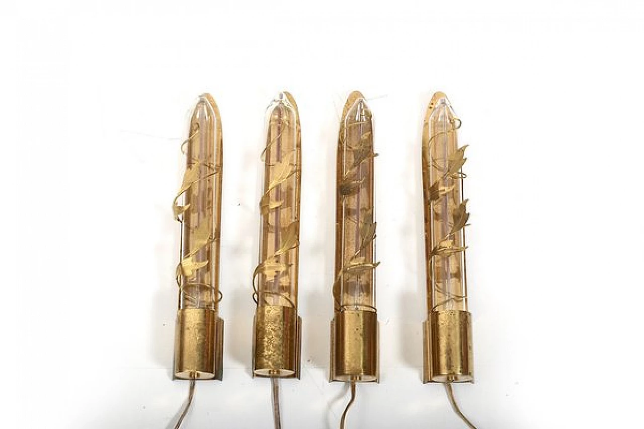 4 Applique danesi Art Déco in ottone e vetro, anni '20 1