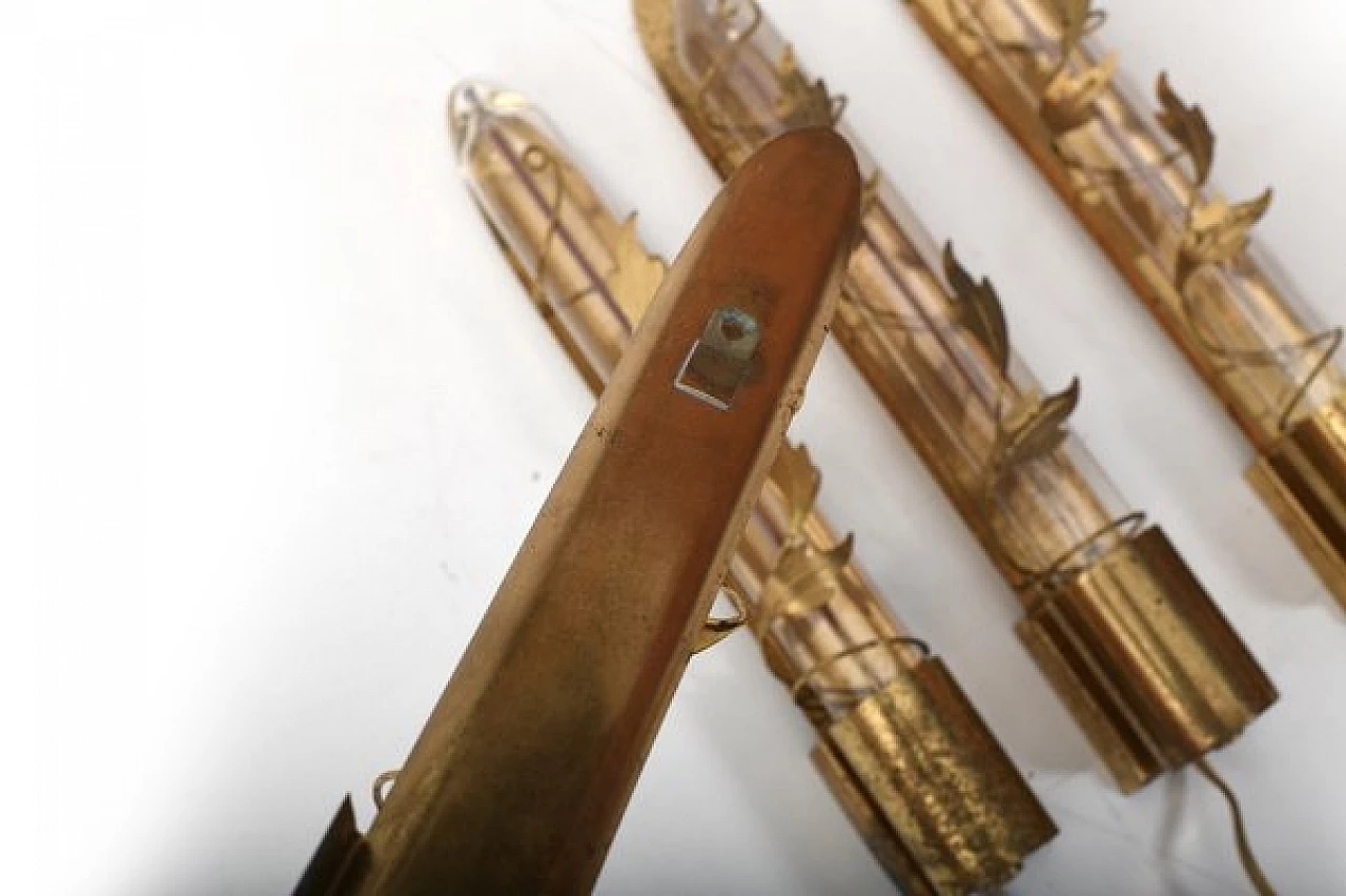 4 Danish Art Deco brass and glass wall lights, 1920s 4