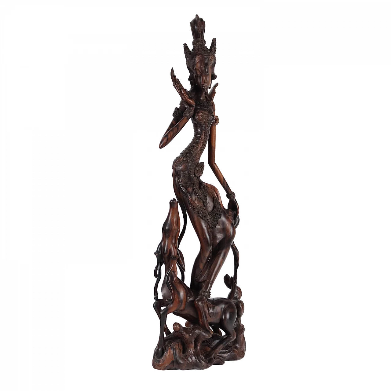 Indonesian teak sculpture of female figure 1