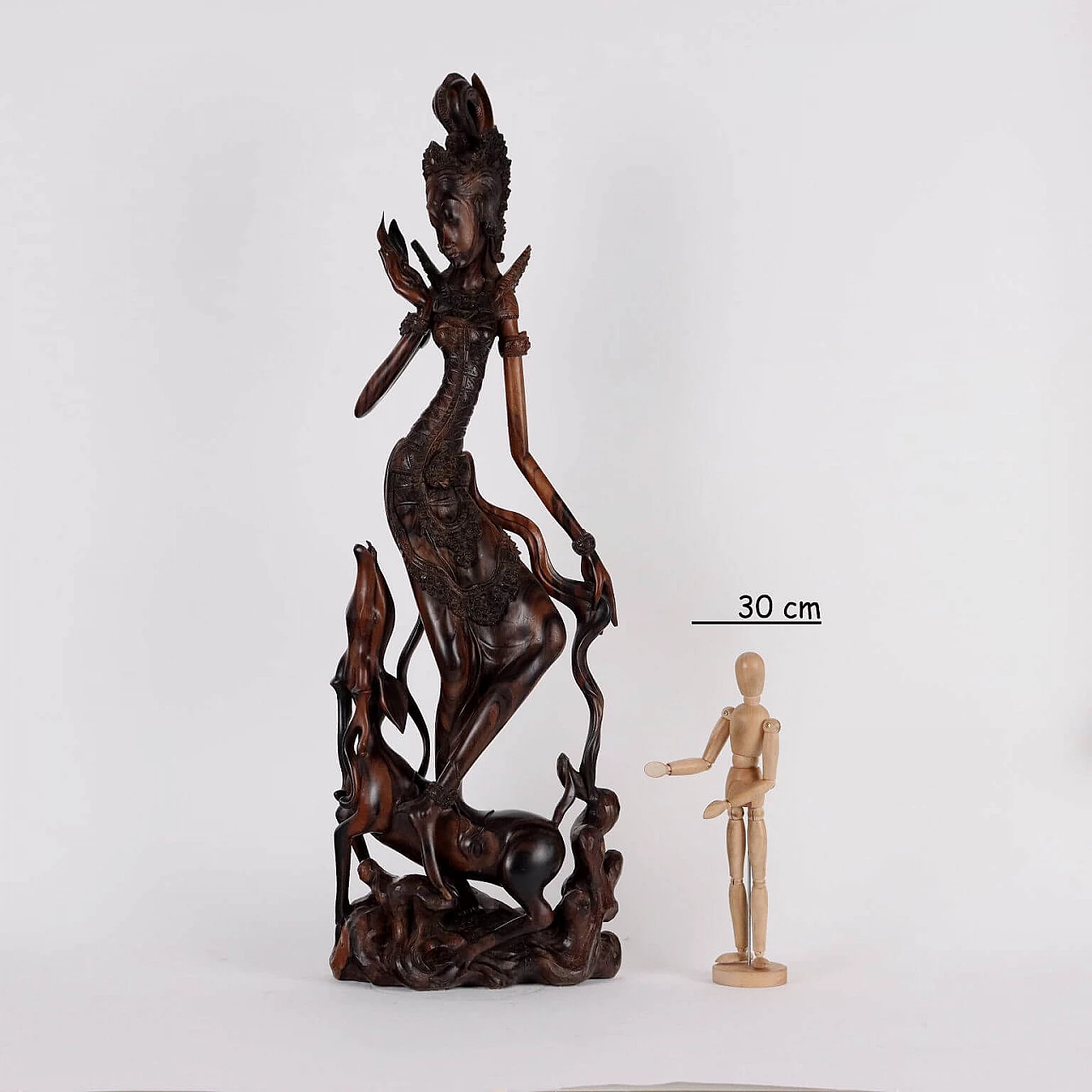 Indonesian teak sculpture of female figure 3