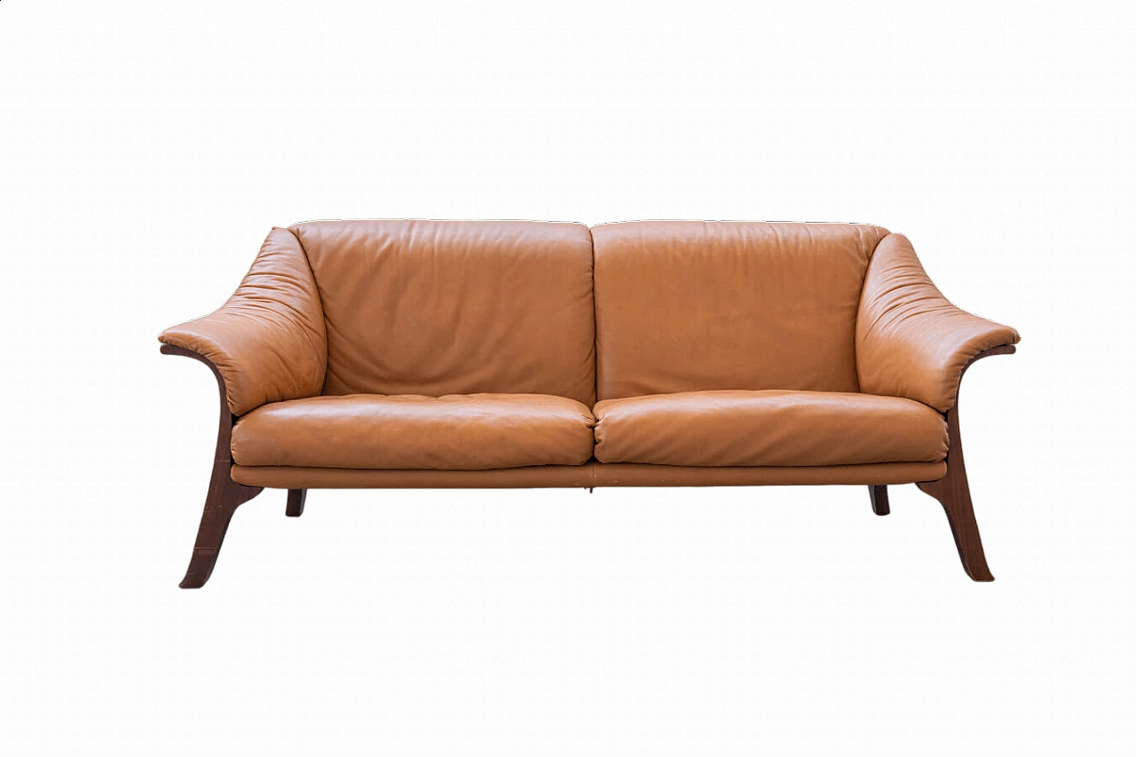 Cognac-coloured leather sofa by Poltrona Frau, 1980s 32
