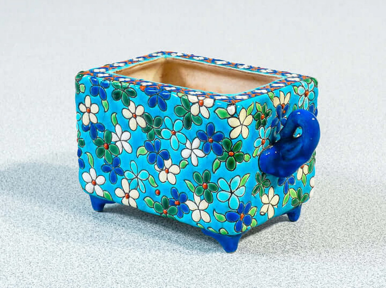 Ceramic and enamel box and vase by Emaux de Longwy, late 19th century 3