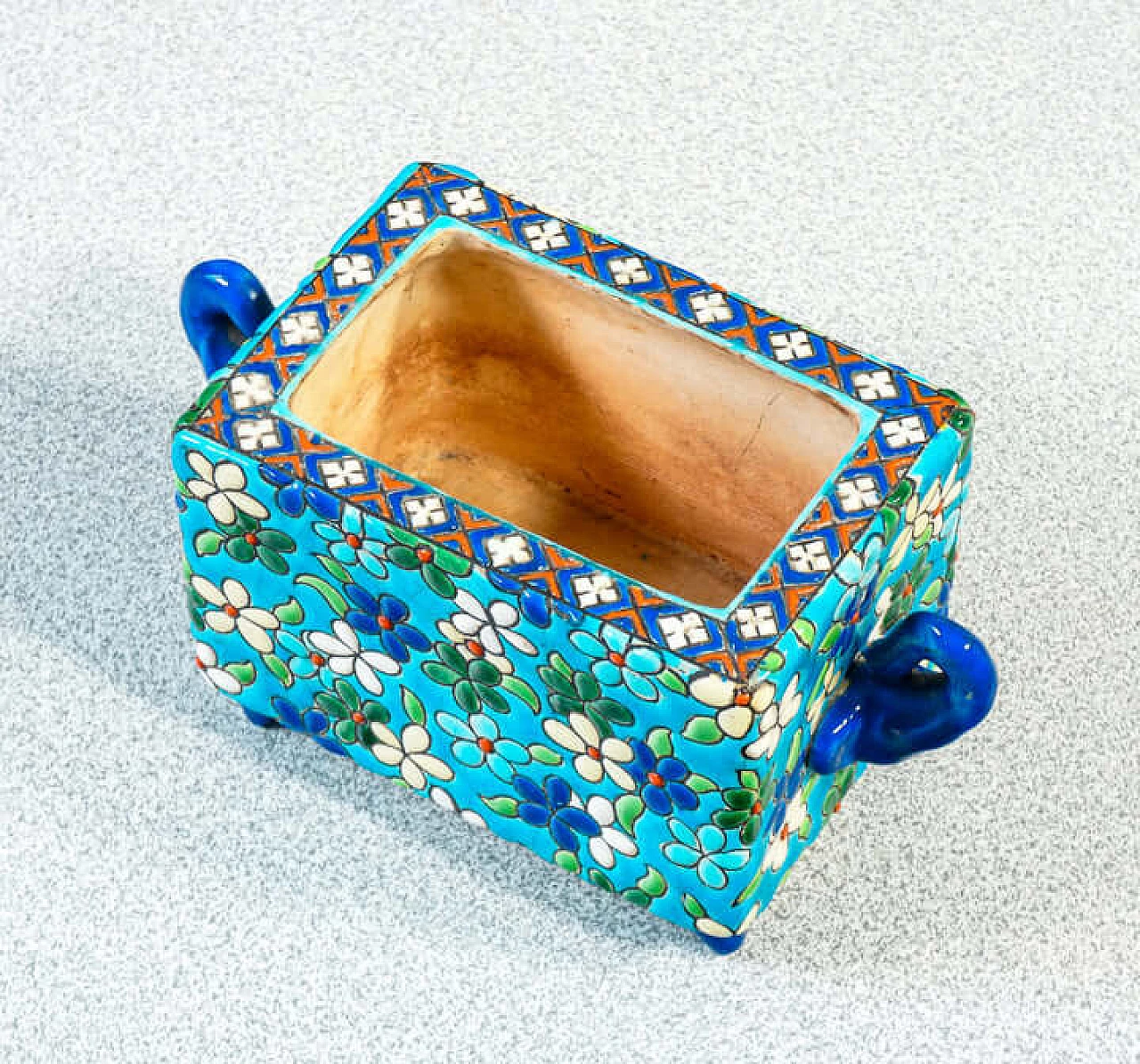 Ceramic and enamel box and vase by Emaux de Longwy, late 19th century 4