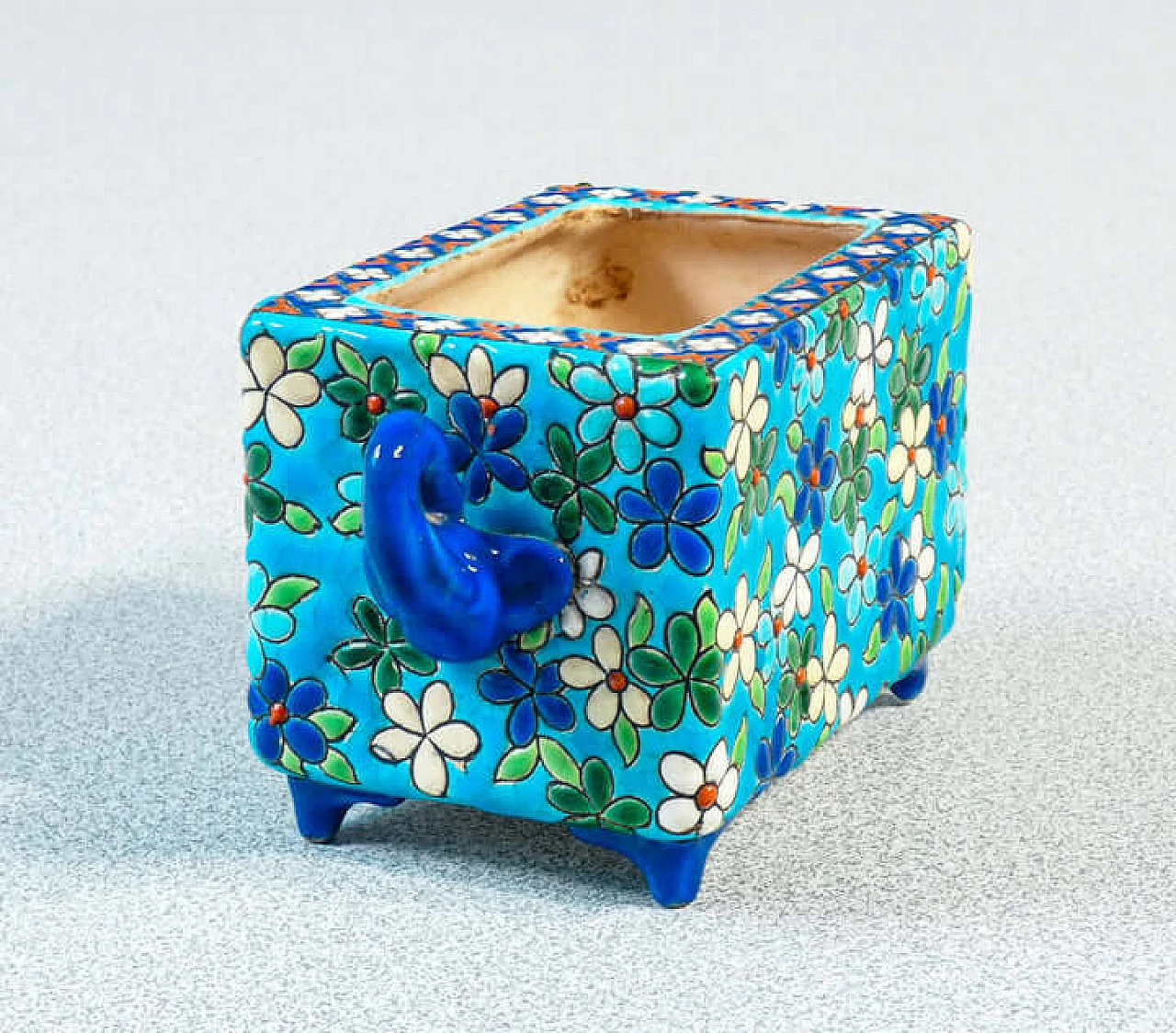 Ceramic and enamel box and vase by Emaux de Longwy, late 19th century 5