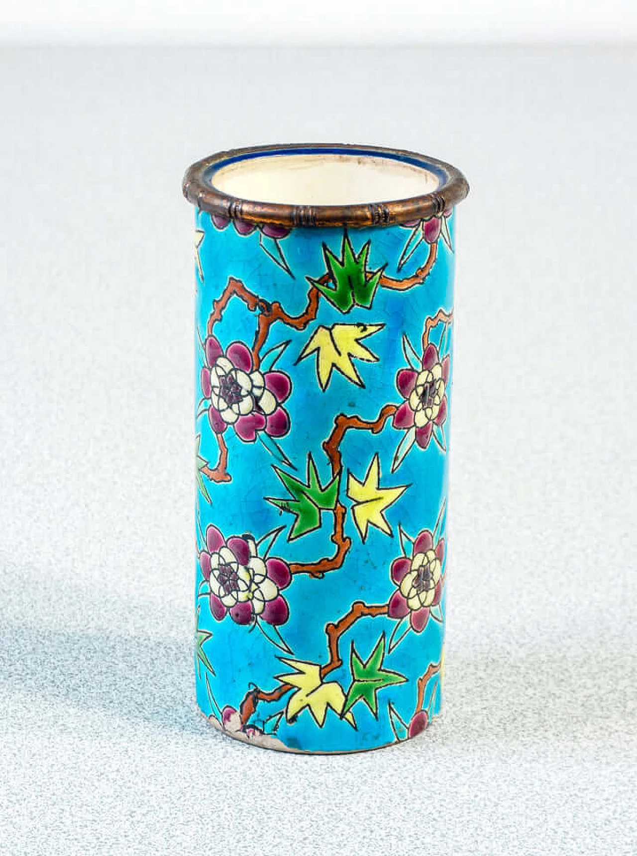 Ceramic and enamel box and vase by Emaux de Longwy, late 19th century 8